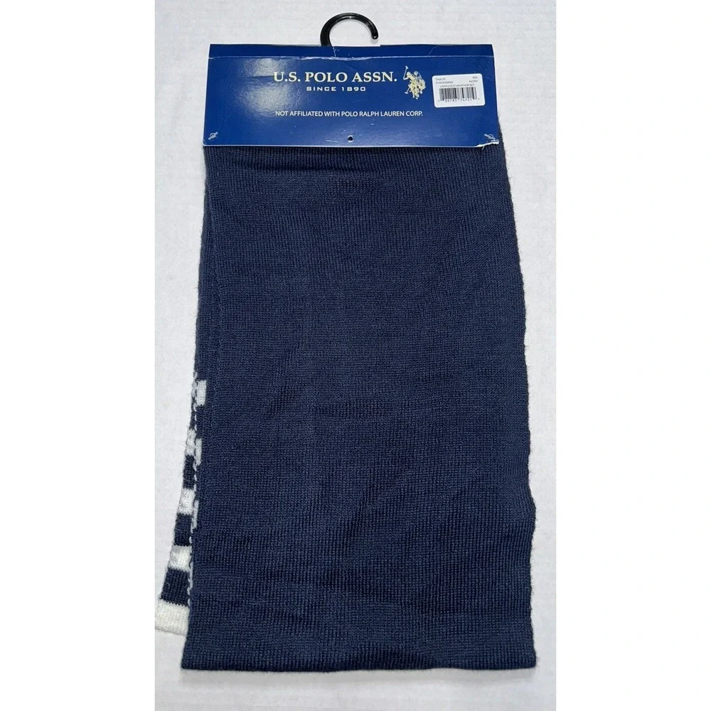 US Polo Assn Scarf Winter Cold Brand New Blue‎ & White
